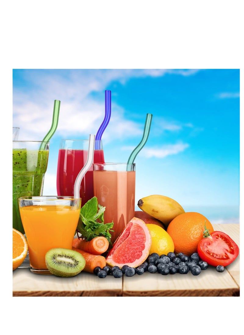 Generic - 14 Colorful Wavy Glass Straws Set, 8 x 200 mm Durable Borosilicate Straws for Beverages, Coffee, Milk, and Tea - Image 1