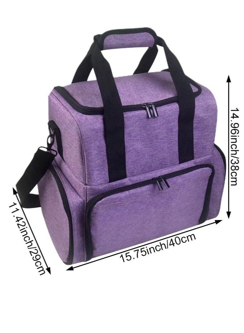 general New big nail polish portable bag multi-compartment nail polish shoulder portable 70 bottles cosmetic bag storage bag (purple) - Image 2