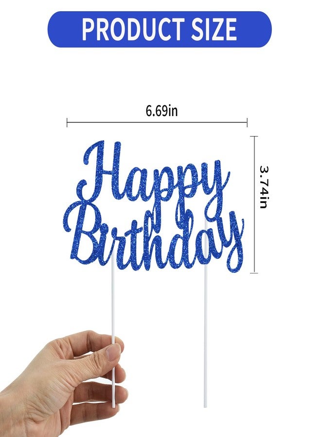 BEISHIDA Blue happy birthday Cake Topper, Happy Birthday Cake Bunting Decor,Birthday Party Decoration Supplies，Photo Booth Props - Image 2