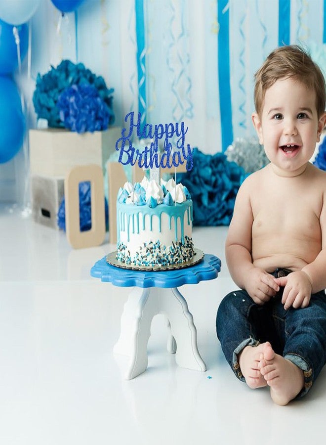 BEISHIDA Blue happy birthday Cake Topper, Happy Birthday Cake Bunting Decor,Birthday Party Decoration Supplies，Photo Booth Props - Image 4