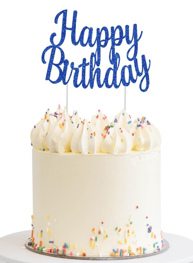 BEISHIDA Blue happy birthday Cake Topper, Happy Birthday Cake Bunting Decor,Birthday Party Decoration Supplies，Photo Booth Props - Image 1