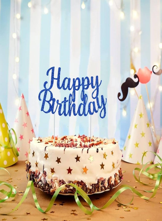 BEISHIDA Blue happy birthday Cake Topper, Happy Birthday Cake Bunting Decor,Birthday Party Decoration Supplies，Photo Booth Props - Image 3
