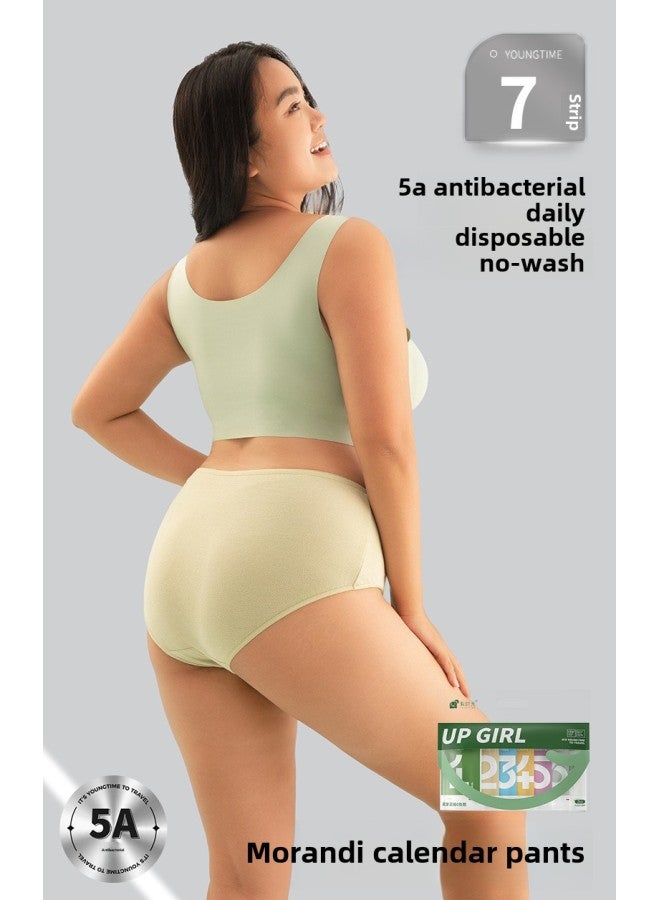 Time Disposable Underwear Men's And Women's Travel Triangle Cotton Underwear Travel Children's Wash-Free Underwear Cotton Shorts-Color:Women's Model, Morandi Color, 7 Pack-Size:M [below 45kg] - Image 1