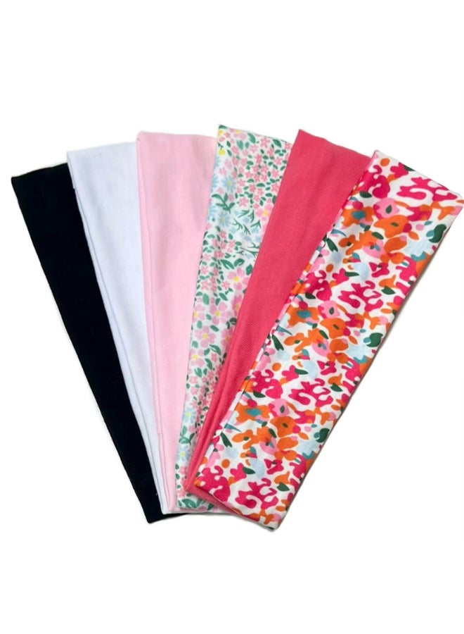 TERSE Headbands for Women Trendy Floral Print Non Slip Summer Head Bands Soft Fabric Hair Bands for Workout Yoga Running Sport Wide Thick Hair Wrap for Girls - Image 2