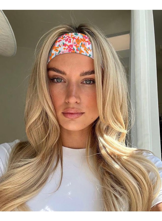 TERSE Headbands for Women Trendy Floral Print Non Slip Summer Head Bands Soft Fabric Hair Bands for Workout Yoga Running Sport Wide Thick Hair Wrap for Girls - Image 4
