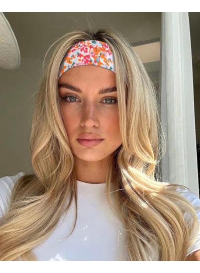 TERSE Headbands for Women Trendy Floral Print Non Slip Summer Head Bands Soft Fabric Hair Bands for Workout Yoga Running Sport Wide Thick Hair Wrap for Girls - Image 3