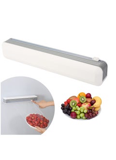 SYOSI Magnetic Refillable Plastic Wrap Dispenser with Cutter, Tin Aluminum Foil and Plastic Cling Wrap Organizer with a Roll of Plastic Wrap  - Image 1