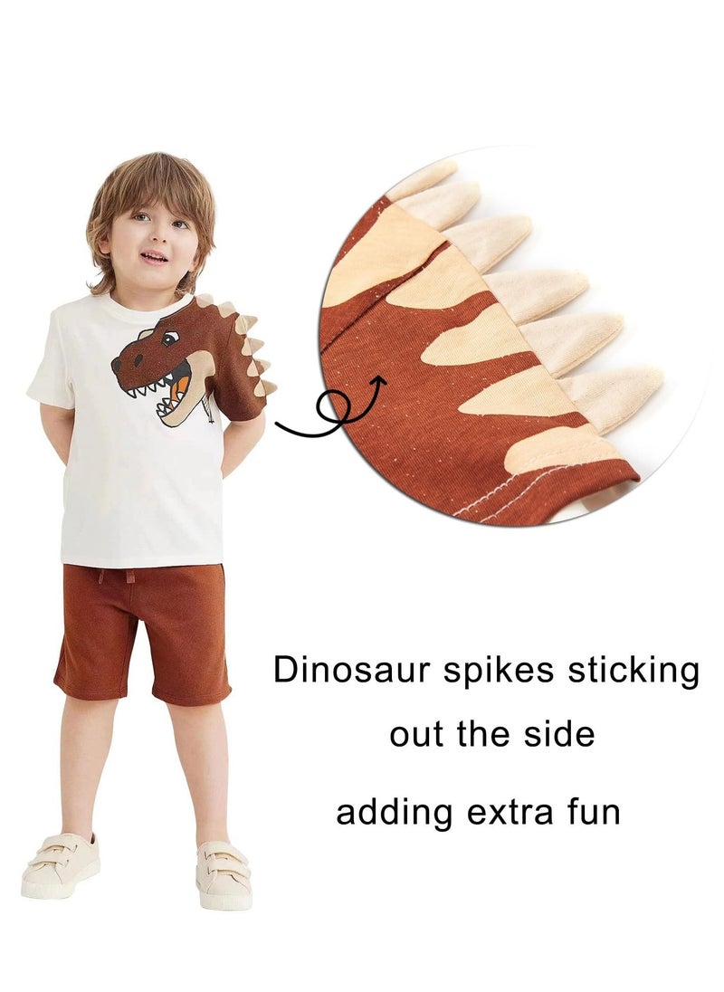 Al Aoyama Boy Clothing Summer dinosaur Outfits Toddler Short Sets Cotton T-Shirt and Pants 2-Piece  - Image 2