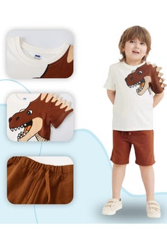 Al Aoyama Boy Clothing Summer dinosaur Outfits Toddler Short Sets Cotton T-Shirt and Pants 2-Piece  - Image 3