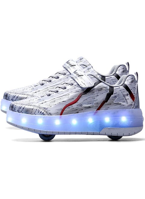 USB Chargable LED Light Up Roller Shoes Wheeled Skate Sneaker Shoes for Boys Girls Kids