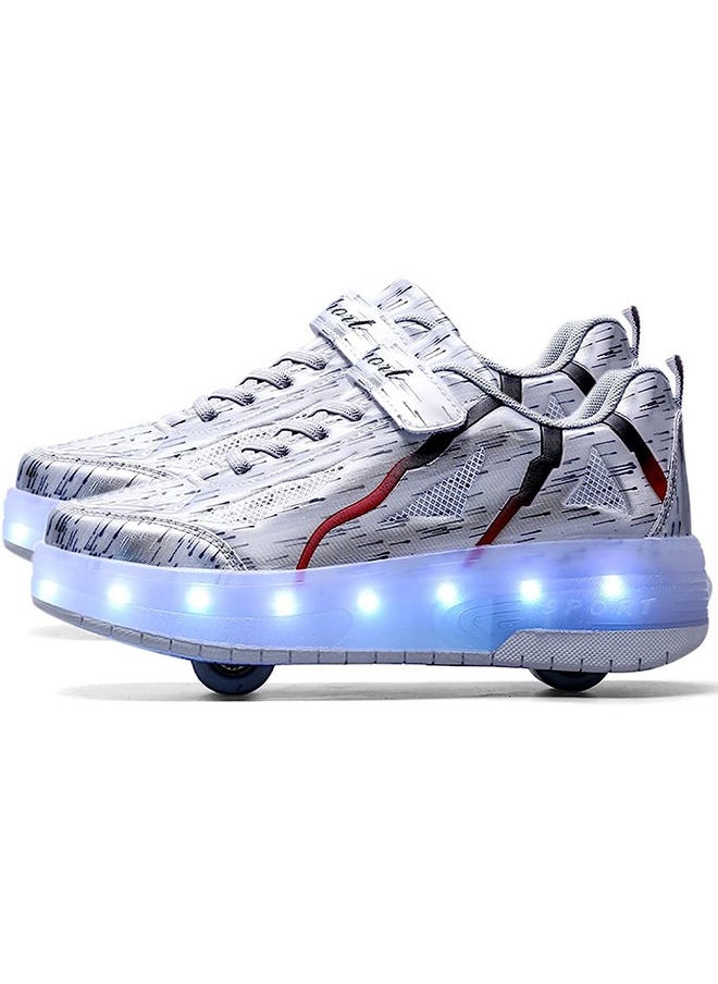 USB Chargable LED Light Up Roller Shoes Wheeled Skate Sneaker Shoes for Boys Girls Kids