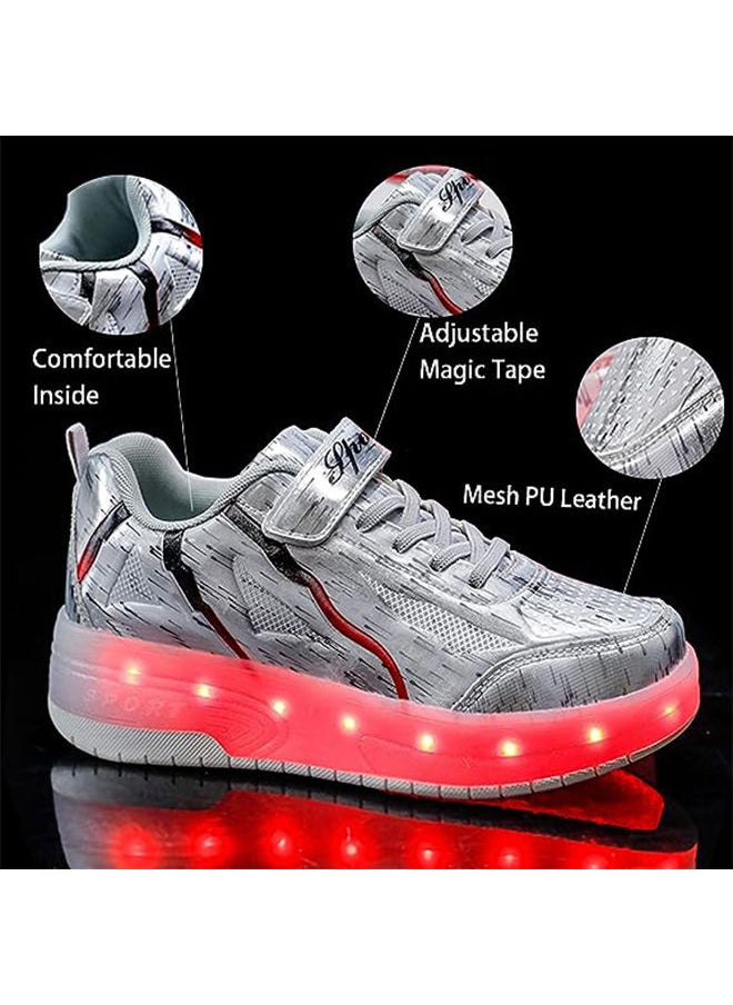 USB Chargable LED Light Up Roller Shoes Wheeled Skate Sneaker Shoes for Boys Girls Kids