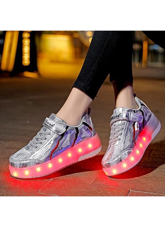 USB Chargable LED Light Up Roller Shoes Wheeled Skate Sneaker Shoes for Boys Girls Kids