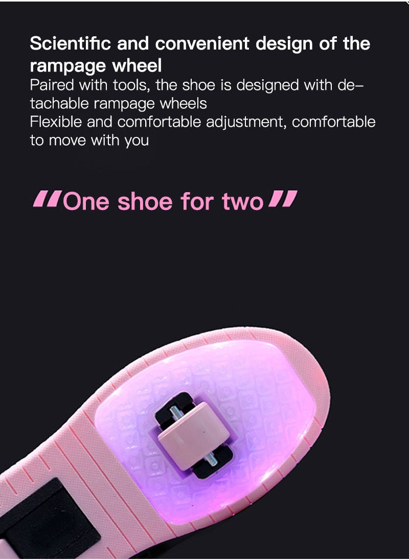 USB Chargable LED Light Up Roller Shoes Wheeled Skate Sneaker Shoes for Boys Girls Kids