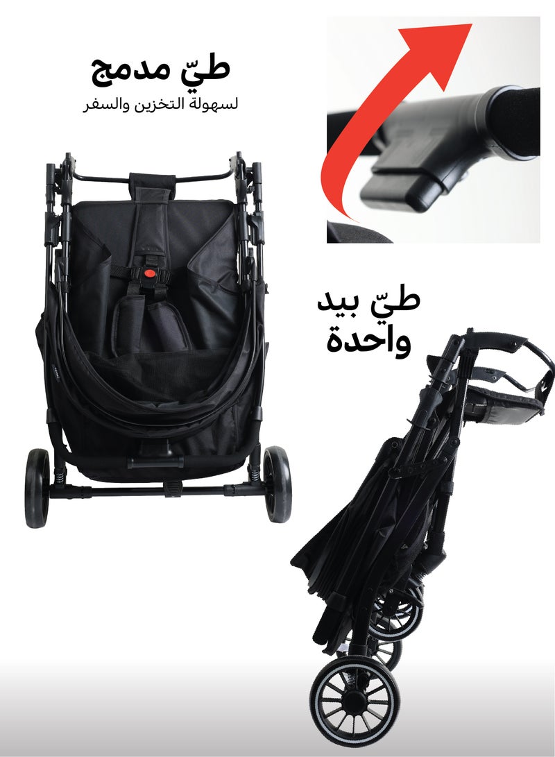 زينيث عربة أطفال بمقبض قابل للعكس، مزودة بمظلة واسعة جدًا، ومقعد قابل للإمالة، مصنوعة من قماش قابل للتنفس، خفيفة الوزن ومدمجة وسهلة الطي، عربة سفر مناسبة للرضّع والأطفال الصغار، قابلة للطي بيد واحدة وصديقة لكابينة الطائرة – باللون الرمادي. - Image 5