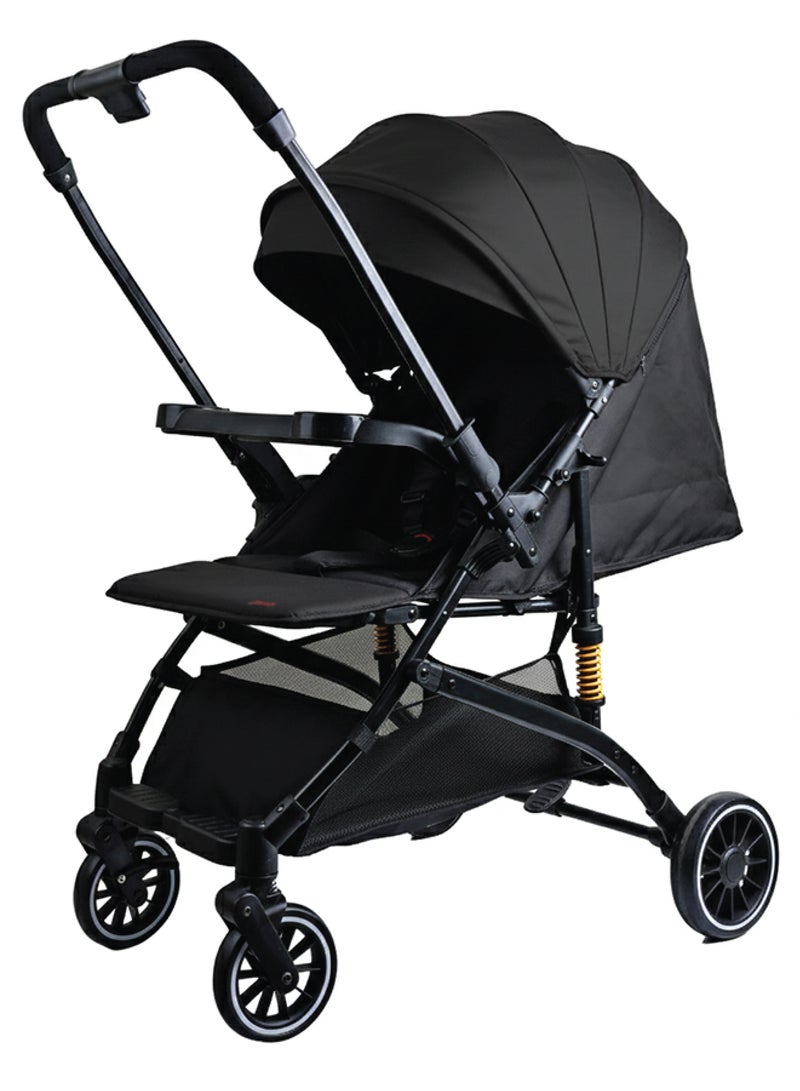 زينيث عربة أطفال بمقبض قابل للعكس، مزودة بمظلة واسعة جدًا، ومقعد قابل للإمالة، مصنوعة من قماش قابل للتنفس، خفيفة الوزن ومدمجة وسهلة الطي، عربة سفر مناسبة للرضّع والأطفال الصغار، قابلة للطي بيد واحدة وصديقة لكابينة الطائرة – باللون الرمادي. - Image 1