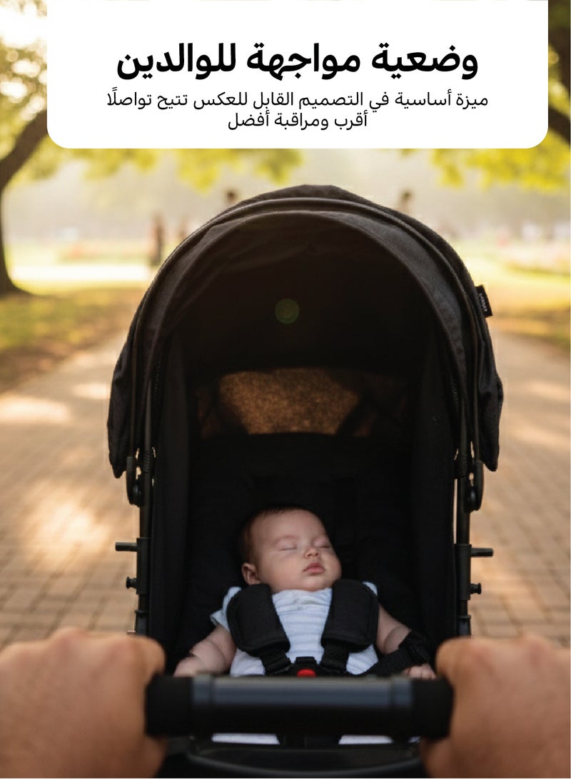 زينيث عربة أطفال بمقبض قابل للعكس، مزودة بمظلة واسعة جدًا، ومقعد قابل للإمالة، مصنوعة من قماش قابل للتنفس، خفيفة الوزن ومدمجة وسهلة الطي، عربة سفر مناسبة للرضّع والأطفال الصغار، قابلة للطي بيد واحدة وصديقة لكابينة الطائرة – باللون الرمادي. - Image 3