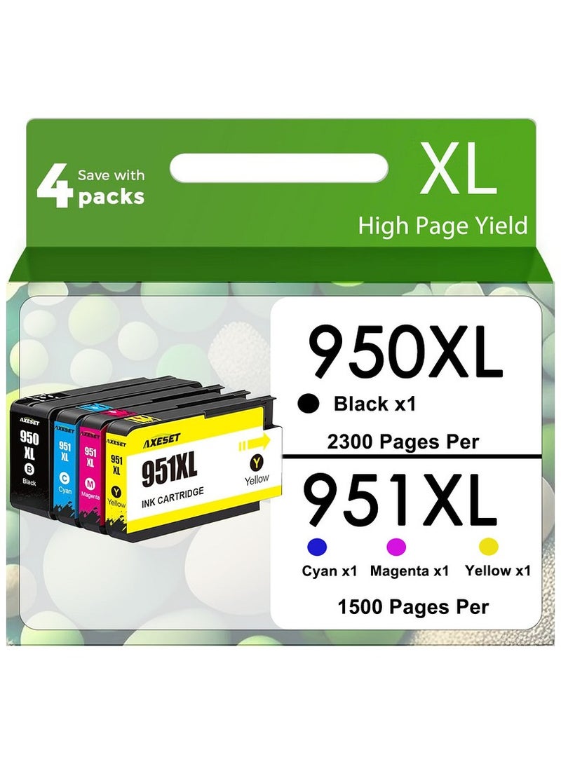 950XL 951XL Ink Cartridges High Yield for HP 950 951 XL Ink Cartridges Combo Pack for HP Printers OfficeJet Pro 8620 8610 8600 8110 8100 8630 8640 8660 8615 8616 8625 271DW 276DW 251DW (4 Pack) - Image 1