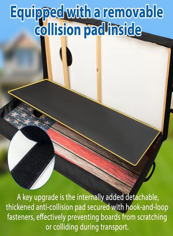 MERALIAN Cornhole Carrying Case Fits 4' x 2' Regulation Size Board, Heavy-Duty 600d Cornhole Board Bags with Reinforced Protection, Extra Pockets for Beanbags and Double Handles.(A-black) - Image 4