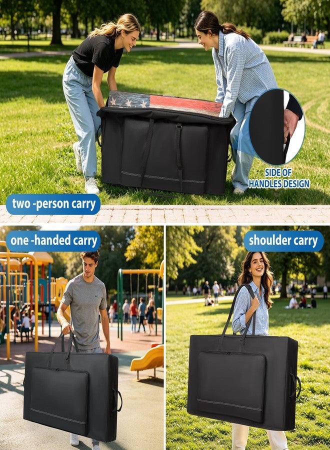 MERALIAN Cornhole Carrying Case Fits 4' x 2' Regulation Size Board, Heavy-Duty 600d Cornhole Board Bags with Reinforced Protection, Extra Pockets for Beanbags and Double Handles.(A-black) - Image 5