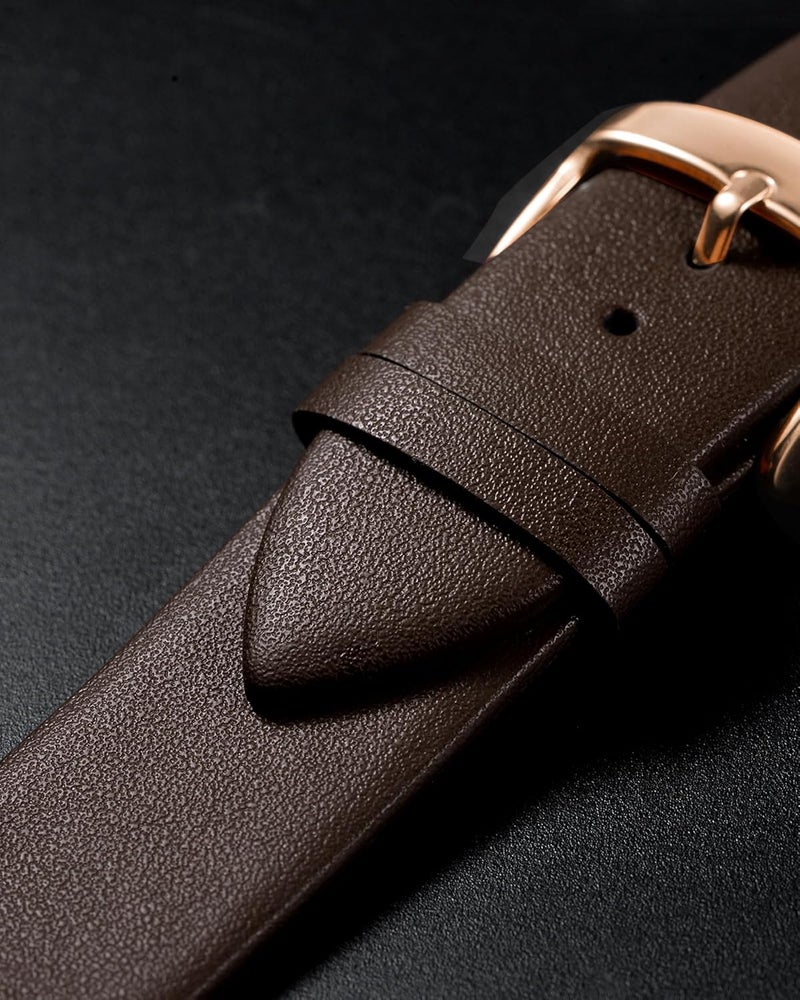 QUARKZMAN Leather Watch Strap Watch Leather Strap Watch Straps Flat Thin Elegant Leather Watch Strap Buckle for Smartwatch Men Women Men Women - Image 4