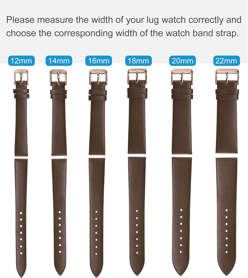 QUARKZMAN Leather Watch Strap Watch Leather Strap Watch Straps Flat Thin Elegant Leather Watch Strap Buckle for Smartwatch Men Women Men Women - Image 2