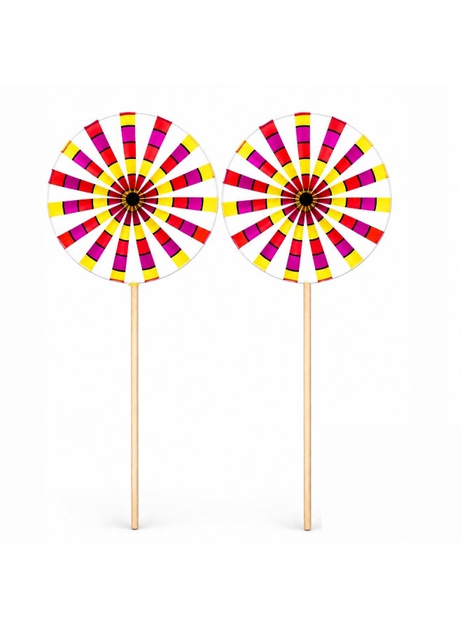 JOLLITY LLC 2 PCS Colorful Pinwheel Windmill Toy with Plastic Stick | Wind Powered Outdoor Spinner | Garden, Park & Outdoor Play | Multicolor - Image 3