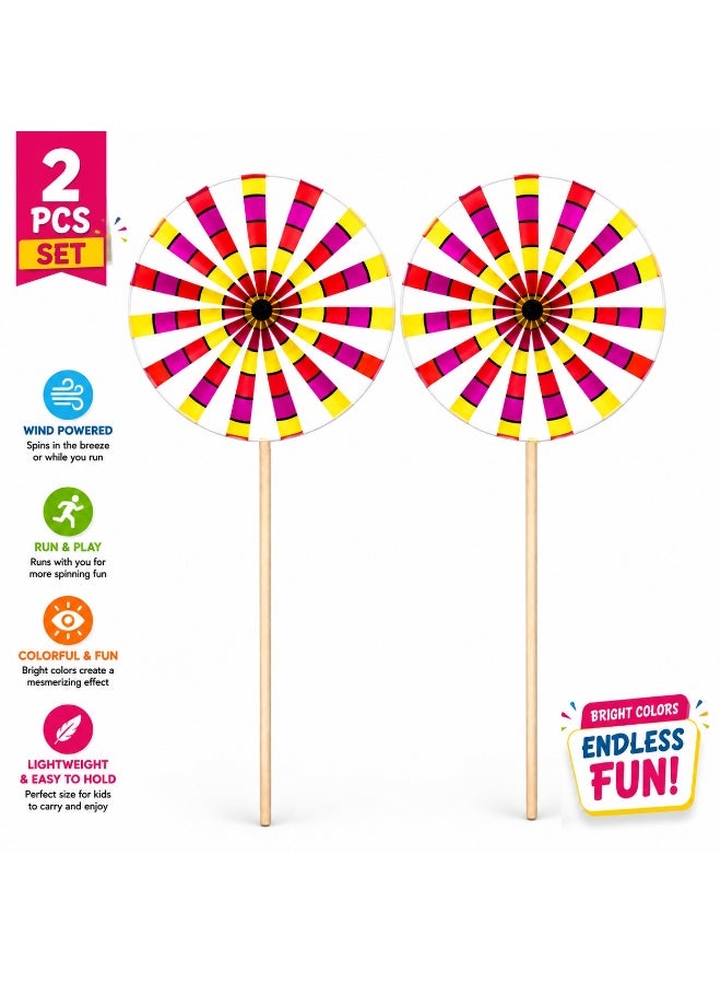 JOLLITY LLC 2 PCS Colorful Pinwheel Windmill Toy with Plastic Stick | Wind Powered Outdoor Spinner | Garden, Park & Outdoor Play | Multicolor - Image 1