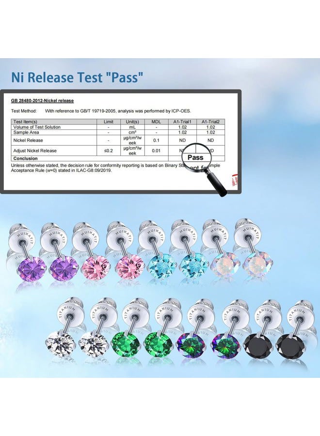 Limerencia Hypoallergenic G23 Implant Grade Titanium Screw Back Earrings Tragus 20G Helix F136 Piercing Post for Sensitive Ears Simulated Diamond Cartilage (5 mm, Aurora Borealis) - Image 4