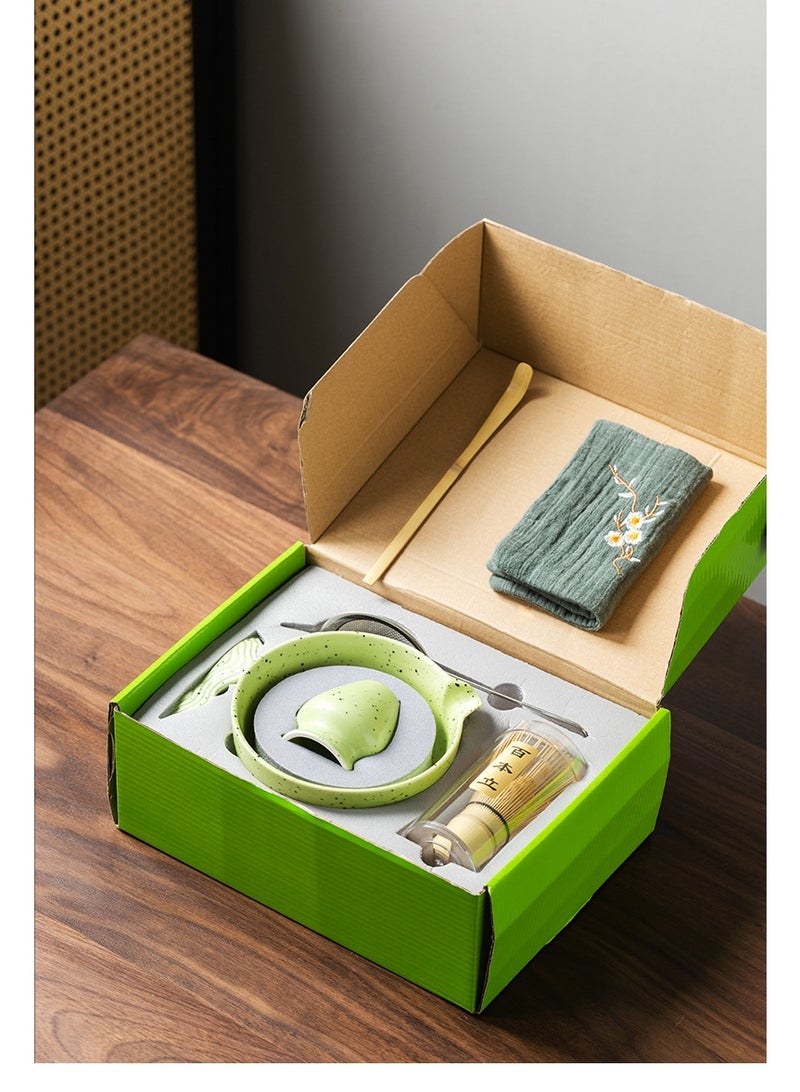 GuRiver 7 Piece Matcha Tea Set Matcha Whisk Kit Matcha Ceramic Bowl Matcha Whisk, White Whisk Holder Traditional Scoop Perfect Set to a Traditional of Matcha Tool（Green） - Image 2