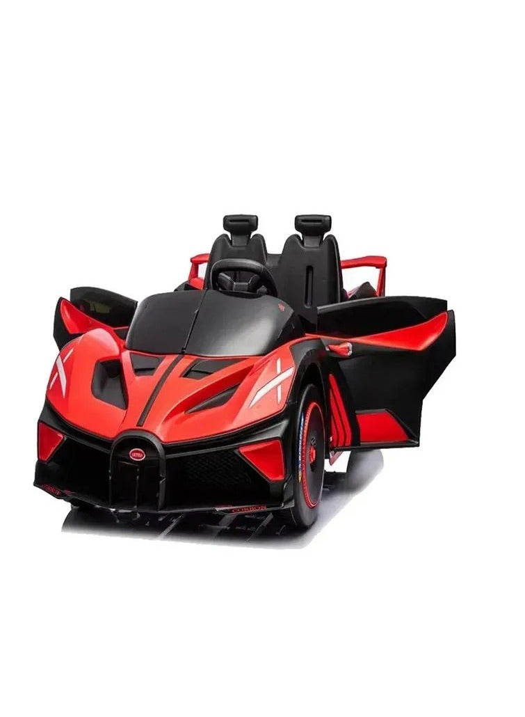 Bugatti-Style Kids Electric Ride-On Car â€“ 12V Dual-Seater with Remote Control, LED Lights, Swing Function, USB & Mobile App â€“ Red Sports Car for Boys & Girls - Image 3