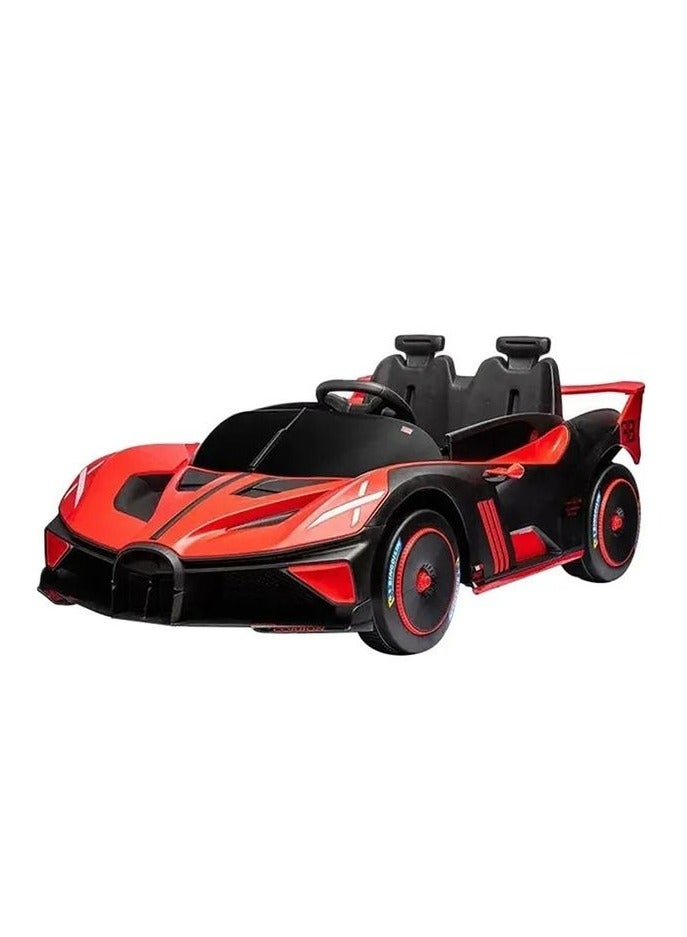 Bugatti-Style Kids Electric Ride-On Car â€“ 12V Dual-Seater with Remote Control, LED Lights, Swing Function, USB & Mobile App â€“ Red Sports Car for Boys & Girls - Image 1