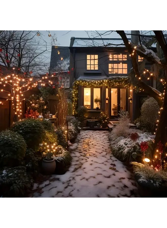 50 مصباح LED متعدد الألوان يعمل بالطاقة الشمسية للخارج مع 8 أوضاع وسلك نحاسي مرن للداخل والخارج - Image 5