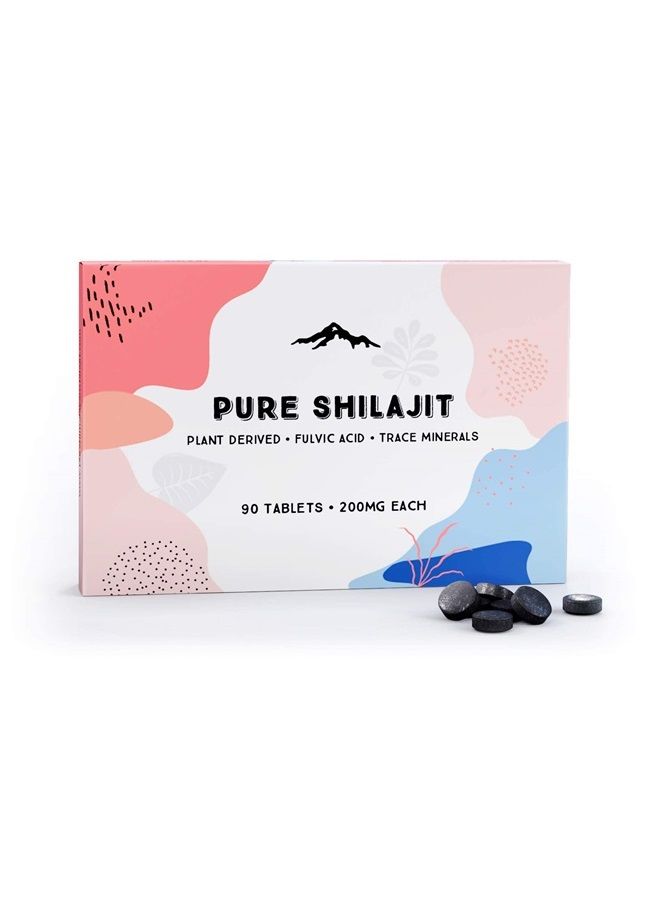 Pure Himalayan Shilajit أقراص شيلاجيت النقية 90 قرصًا (200 مجم لكل قرص) - معادن فولفيكية مشتقة من النباتات لدعم عملية التمثيل الغذائي والجهاز المناعي - Image 1