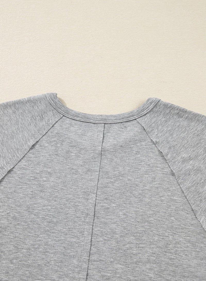 Sidefeel Womens Long Sleeve Shirts Fall Fashion 2025 Crewneck Ribbed Knit Going Out Tops Casual Tshirts Basics Tees Y2k Clothes Gray M - Image 4