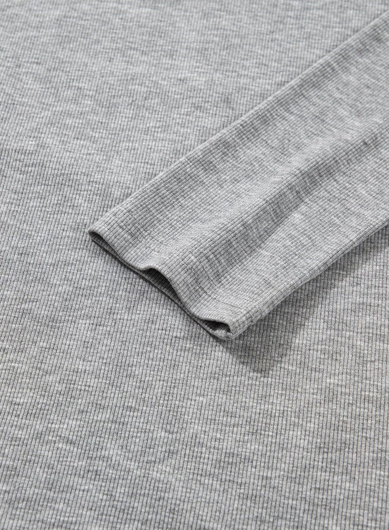 Sidefeel Womens Long Sleeve Shirts Fall Fashion 2025 Crewneck Ribbed Knit Going Out Tops Casual Tshirts Basics Tees Y2k Clothes Gray M - Image 5