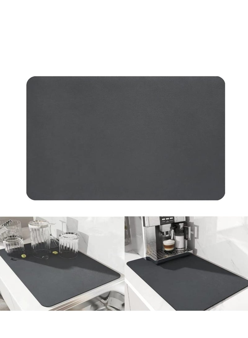 Captaintech Dish Drying Diatomaceous Earth Mat, Absorbent Drip Protector Drainer, Coffee Bar Pad, Sink Draining Board Mat (24 * 15.75 inch) for Kitchen, Bathroom, Toilet Counter Top– Dark Grey - Image 1
