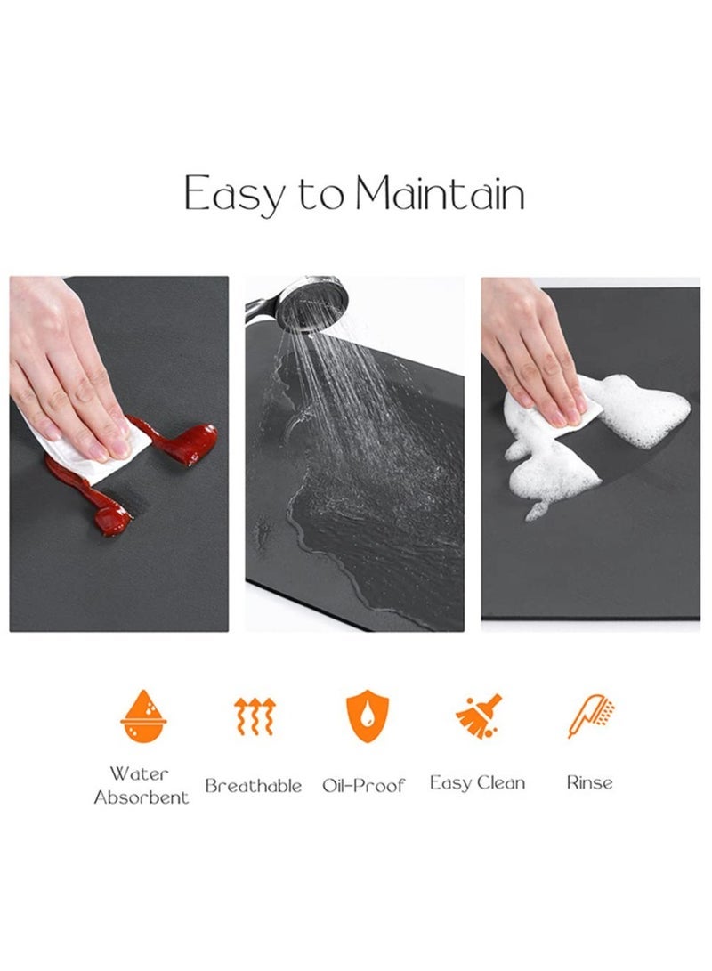 Captaintech Dish Drying Diatomaceous Earth Mat, Absorbent Drip Protector Drainer, Coffee Bar Pad, Sink Draining Board Mat (24 * 15.75 inch) for Kitchen, Bathroom, Toilet Counter Top– Dark Grey - Image 4