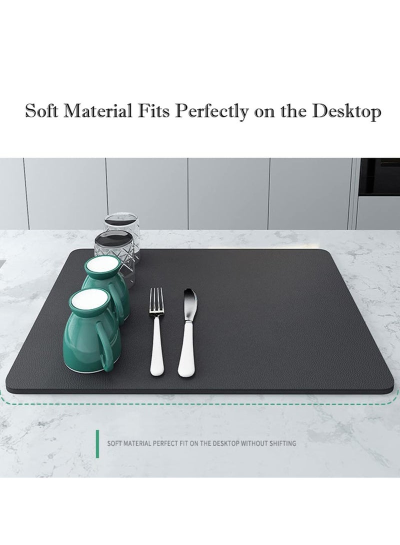 Captaintech Dish Drying Diatomaceous Earth Mat, Absorbent Drip Protector Drainer, Coffee Bar Pad, Sink Draining Board Mat (24 * 15.75 inch) for Kitchen, Bathroom, Toilet Counter Top– Dark Grey - Image 5