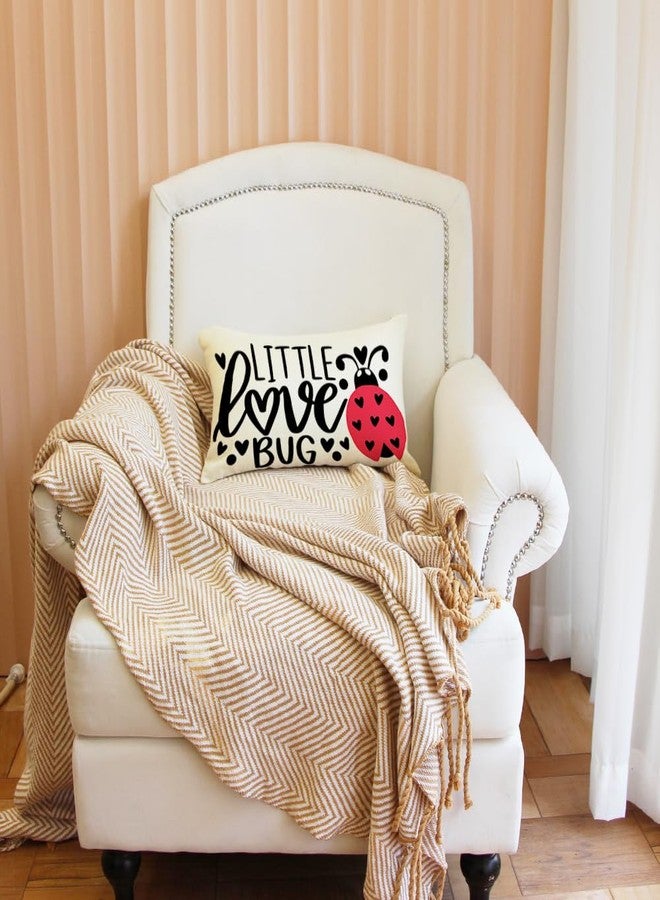 Ogiselestyle Valentine Little Love Bug Ladybug Throw Pillow Cover, 12 x 20 Inch Valentine's Day Love Cushion Case Decoration for Sofa Couch - Image 4