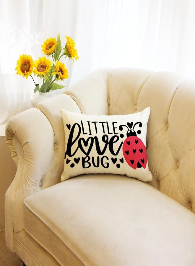 Ogiselestyle Valentine Little Love Bug Ladybug Throw Pillow Cover, 12 x 20 Inch Valentine's Day Love Cushion Case Decoration for Sofa Couch - Image 5