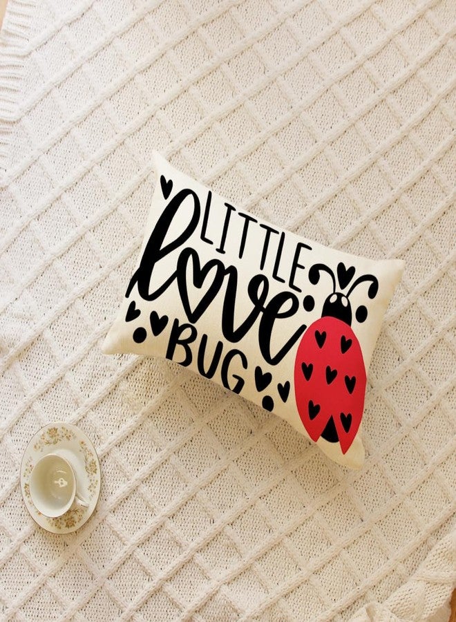Ogiselestyle Valentine Little Love Bug Ladybug Throw Pillow Cover, 12 x 20 Inch Valentine's Day Love Cushion Case Decoration for Sofa Couch - Image 3