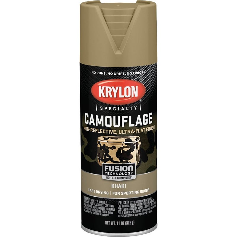 Krylon K04291000 Camouflage Spray Paint, Ultra Flat, Khaki, 11 oz.,Camouflage Khaki - Image 1