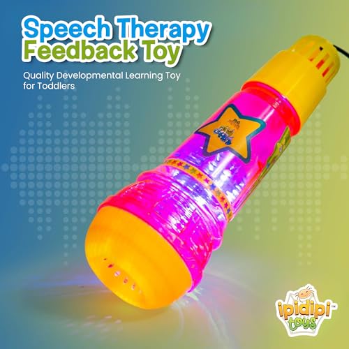 IPIDIPI TOYS ميكروفون إيكو للأطفال من IPIDIPI TOYS هدايا عيد الميلاد ميكروفون سحري للأطفال مع ضوء متلألئ ملون للعلاج بالكلام وهدايا عتيقة للفتيات باللون الوردي والأصفر - Image 5