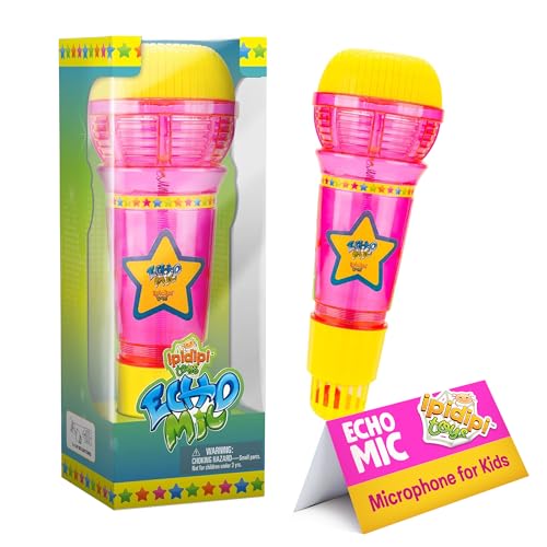 IPIDIPI TOYS ميكروفون إيكو للأطفال من IPIDIPI TOYS هدايا عيد الميلاد ميكروفون سحري للأطفال مع ضوء متلألئ ملون للعلاج بالكلام وهدايا عتيقة للفتيات باللون الوردي والأصفر - Image 1