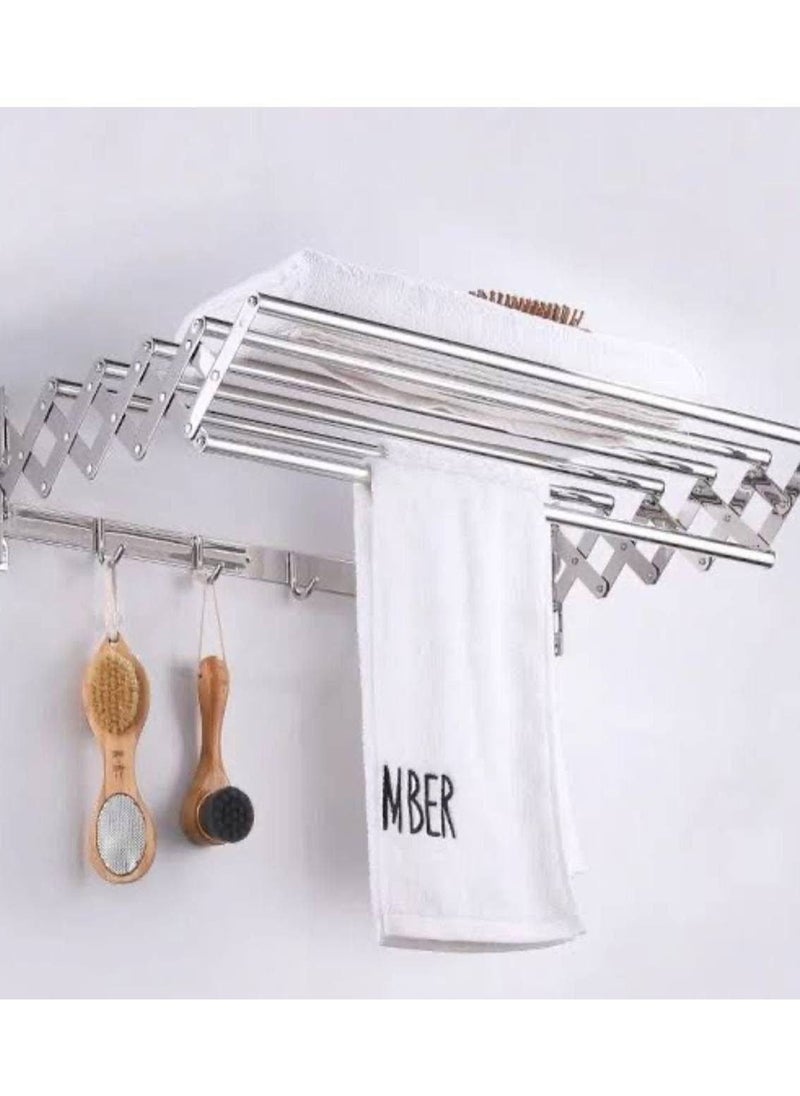 Generic - Wall-mounted zipper drying rack, practical design, suitable for small spaces, suitable for use at home or on balconies, size 100 cm F - Image 1
