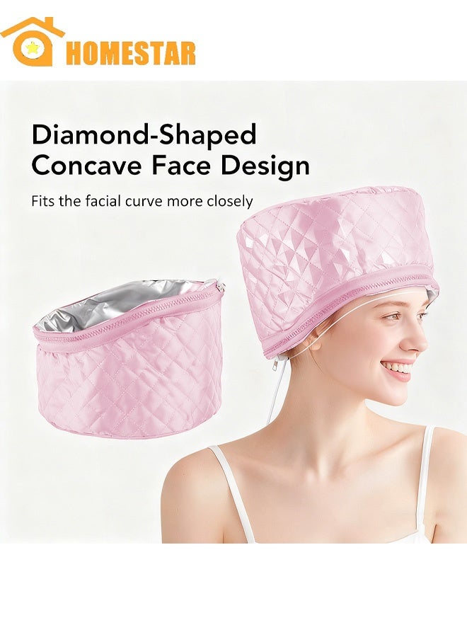 هومستر كاب الحرارة للتكييف العميق مع تسخين ، كاب الحراري ، كاب البخار للشعر الطبيعي ، كاب سبا الحرارة الكهربائية المحمولة للاستخدام المنزلي ، الوردي - Image 1