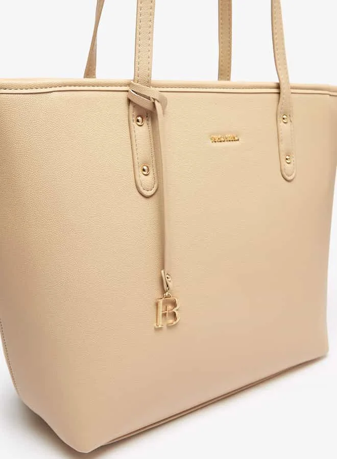 Flora Bella By Shoexpress Women Solid Tote Bag with Double Handles and Zip Closure