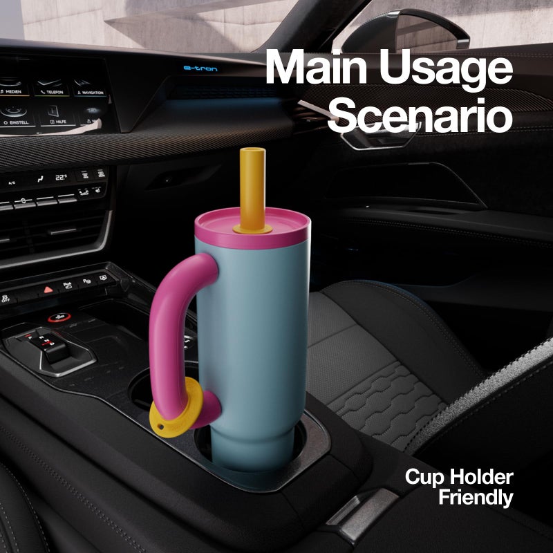 CHAKO LAB BaWang Insulated Stainless Steel Tumbler | Tumbler with Handle and Straw 33oz | Cup Holder Friendly for Travel | Leakproof Water Bottle | BPA-Free | 316 stainless steel liner| pinkï¼†blue - Image 5