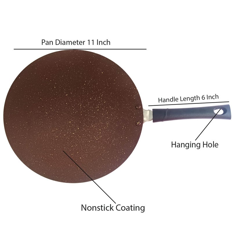 Non Stick Chapati Tawa Roti pan Riveted Cool Touch Handle 26 mm Thick Paratha Thepla Crepe Griddle Pancake Omelette  - Image 2